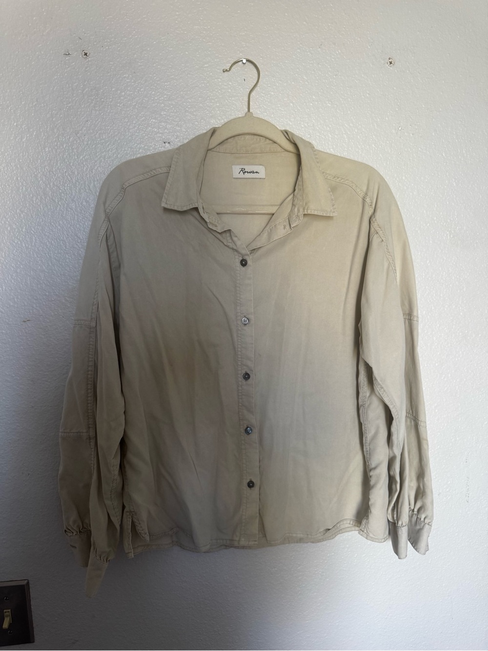 Rowan Lightweight Beige Button-Up Shirt Jacket